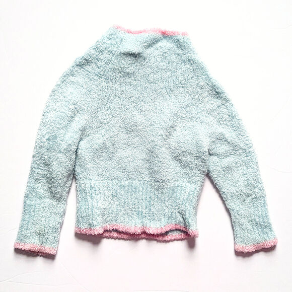 Hartstrings Vintage 1990s Light Blue Chenille Pink Heart Sweater | Baby Size 24M - Picture 3 of 9